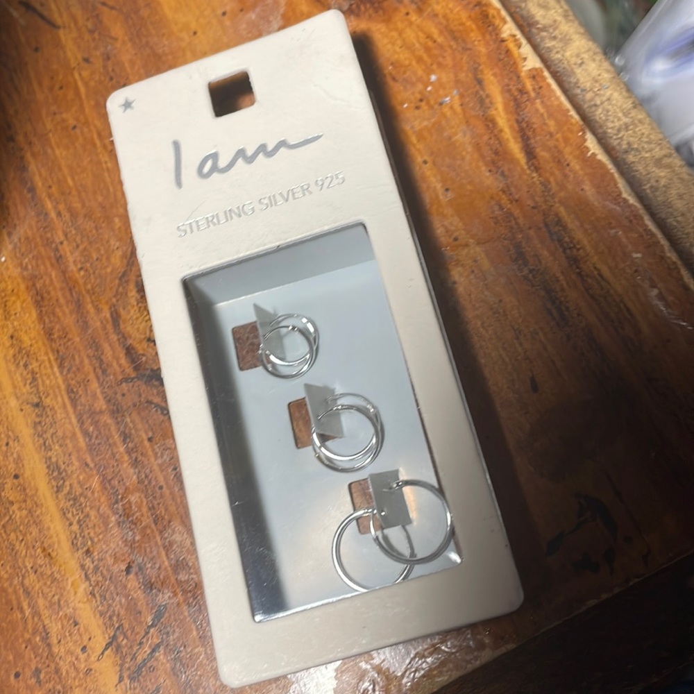 3 Pairs of 925 Sterling Silver Hoops by Ian
